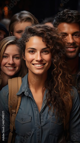 Hundreds of multiracial people crowd portraits headshots collection, collage mosaic. Many lot of multicultural different male and female smiling faces looking at camera. Generative AI