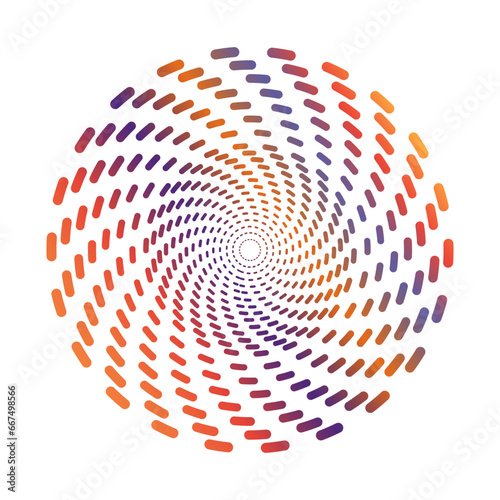 circle of multi-colored strokes of different sizes for creative design