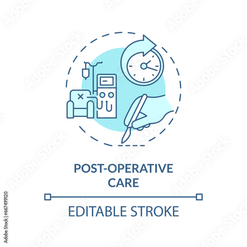 2D editable blue post operative care icon, simple isolated monochromatic vector, medical tourism thin line illustration.