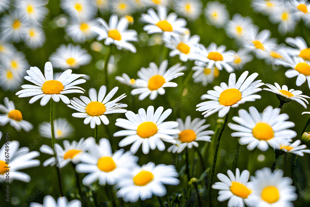 Fototapeta premium a field of daisy flowers. generative AI
