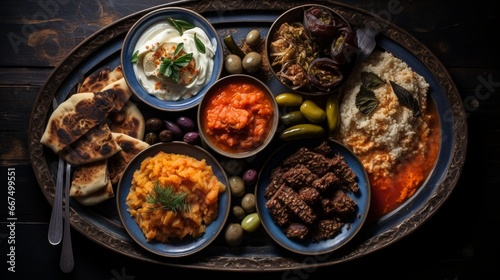 Bird's Eye View of a Plate Loaded with Authentic Georgian Tolma, photo
