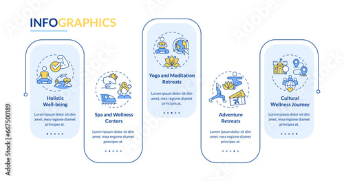 2D medical tourism vector infographics template, data visualization with 5 steps, process timeline chart.