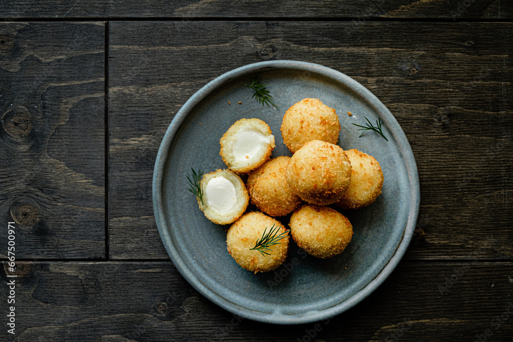 mozzarella balls on the plate mozzarella balls on the plate