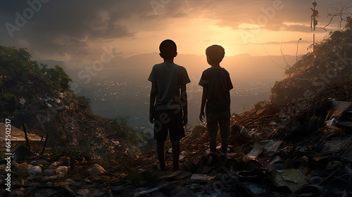 The children stood in a giant landfill, their future uncertain © Kien