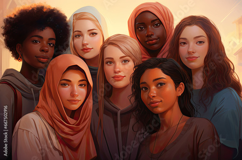 Illustration of diverse individuals representing Generation Z. The multiculturalism, inclusivity, and unique perspectives characteristic of this youngest generation of global citizens