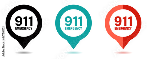 911 pointer vector icons set