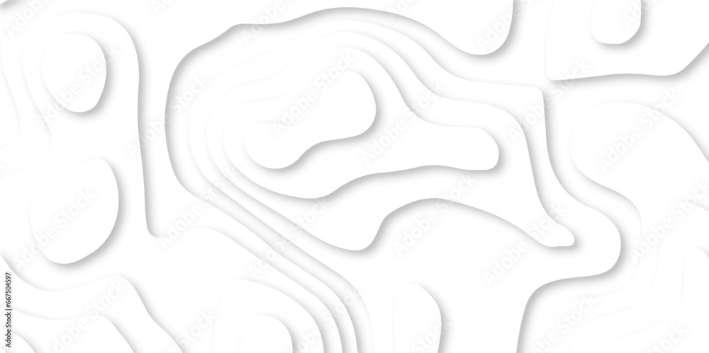 Abstract white paper cut background with lines. Background of the topographic map. White wave paper curved reliefs abstract background. Realistic papercut decoration textured with wavy layers.
Abstract white paper cut background with lines. Background of the topographic map. White wave paper curved reliefs abstract background. Realistic papercut decoration textured with wavy layers.