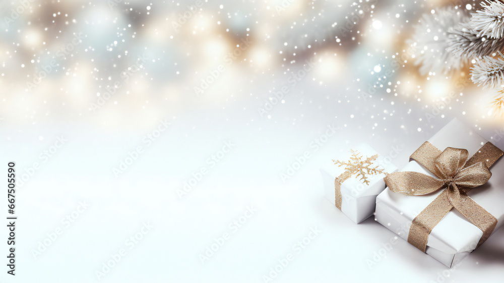 christmas landscape background white bokeh with copy space, xmas celebration background christmas landscape background white bokeh with copy space, xmas celebration background