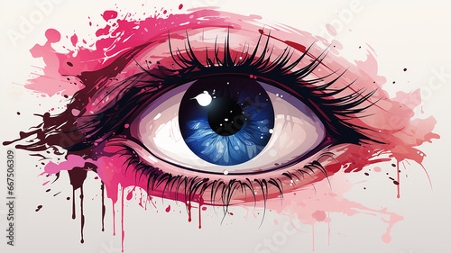 eye and a whirlwind of multicolored colors concept a new idea a look at creativity and innovation, cosmetics and make-up, computer graphics