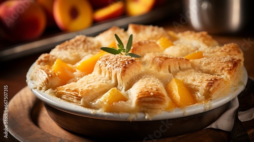 Mouthwatering Peach Pot Pie Featured in Close-Up Shot,