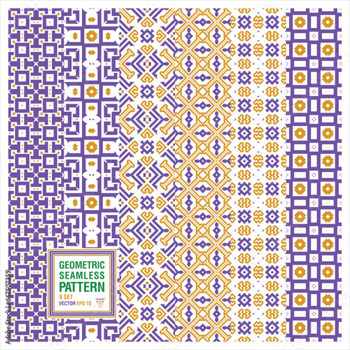 6 set of geometric Islamic seamless pattern