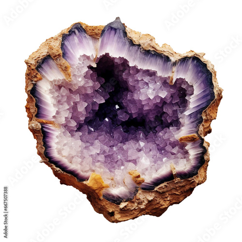 Obraz na płótnie Amethyst geode slice, PNG file, Transparent Background 