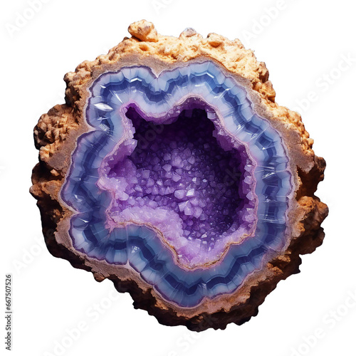 Obraz na płótnie Amethyst geode slice, PNG file, Transparent Background 