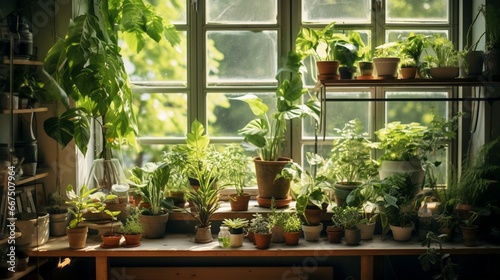 Plants Positioned Against the Window, Creating a Relaxing Ambiance,