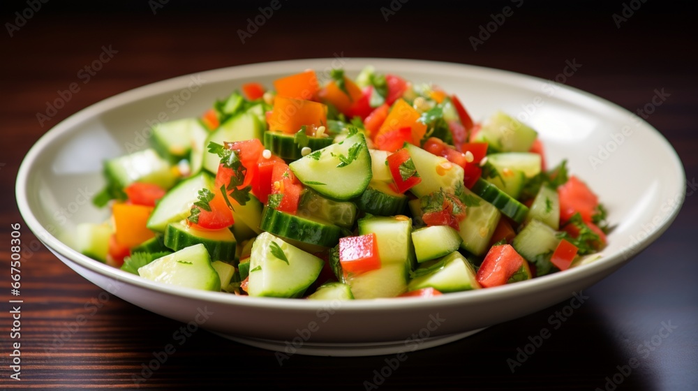 Refreshing Cucumber and Diced Vegetable Salad,