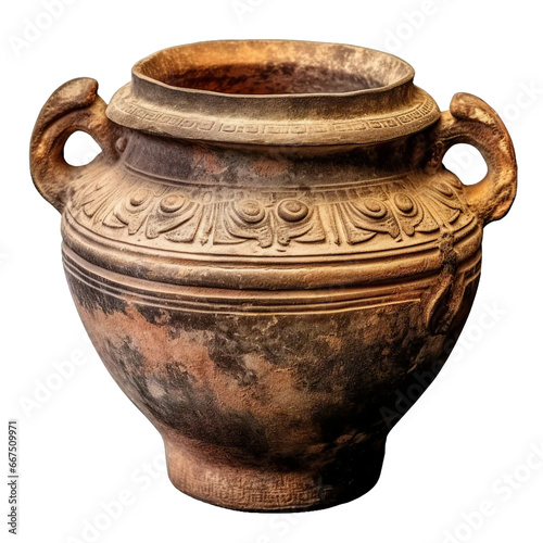 Antique clay pot, PNG file, Transparent Background 
