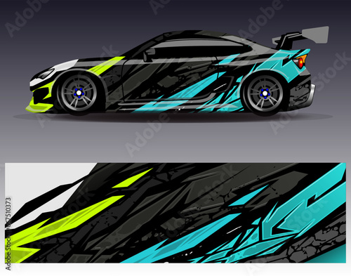 Car wrap design vector.Graphic abstract stripe racing background designs for vehicle  rally  race  adventure and car racing livery