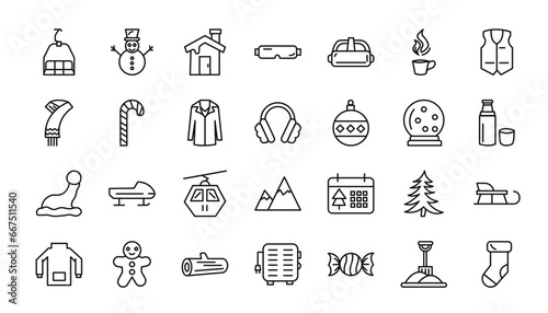 Foto outline icons set from winter concept
