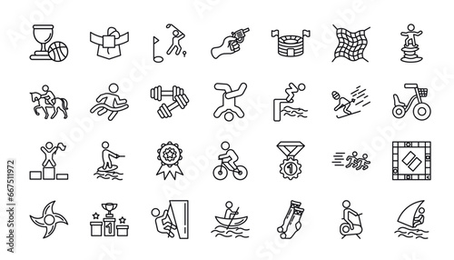 Photographie outline icons set from sports concept