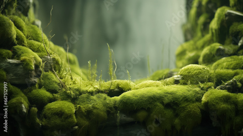 Lush moss-covered landscape.