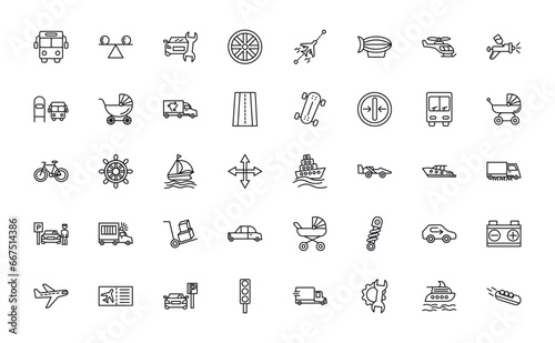 Tablou canvas outline icons set from transport concept