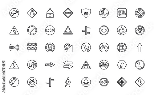 Foto outline icons set from traffic signs concept