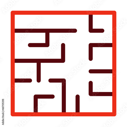 Evacuation Plan Thick Line Two Colors Icon Design