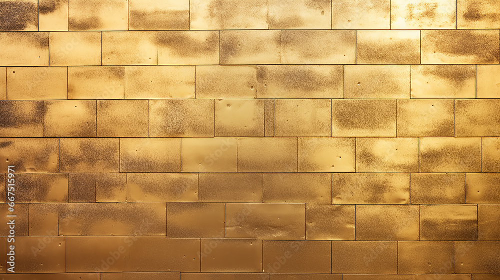 Obraz premium golden bricks, wall texture background, vintage luxury copy space