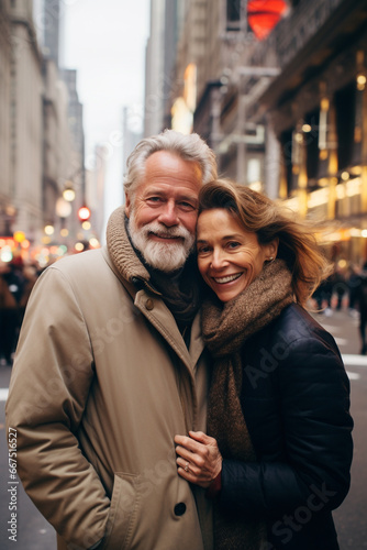 Travel photography of a mid aged couple in a big city © Alicia
