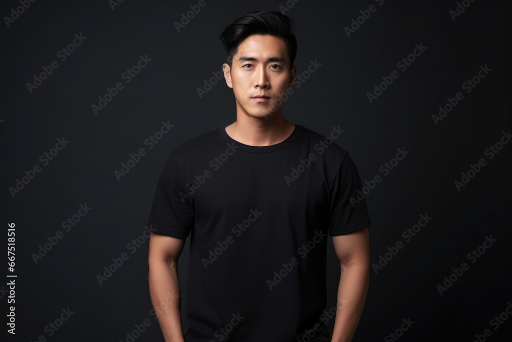 Asian man in black T-shirt