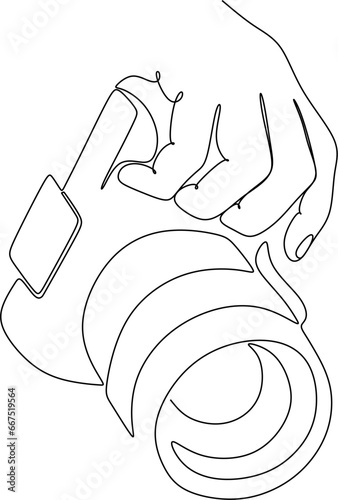  line drawing of a camera. Linear style and hand drawn photo camera.Vector illustration, outline
