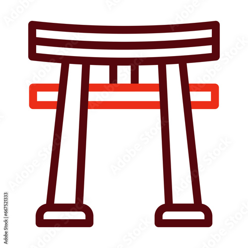 Torii Gate Thick Line Two Colors Icon Design