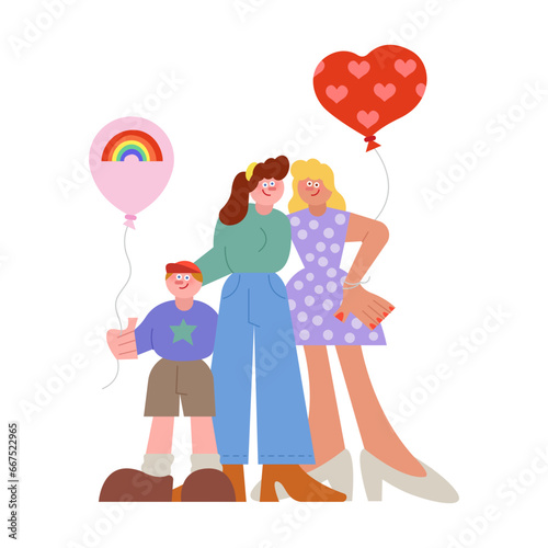 LGBTQ+ family flat illustration