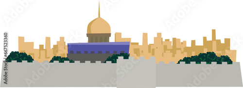 Vector illustration background landscape Al Aqsa Mosque of Palestine on white background