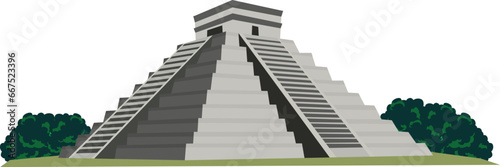 Vector illustration background landscape building aztec mexico 