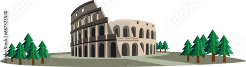Vector illustration background landscape building colosseum rome italy