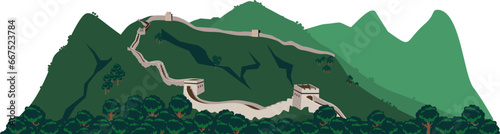 Vector illustration background landscape building great wall of china