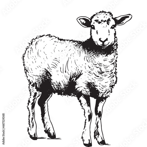 Little lamb sketch, hand drawn in doodle style illustration