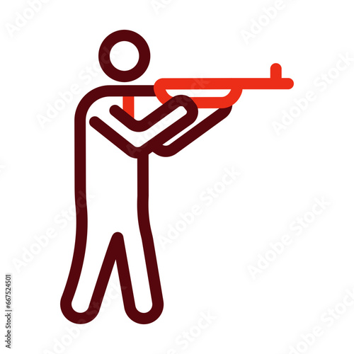 Shooting Game Thick Line Two Colors Icon Design