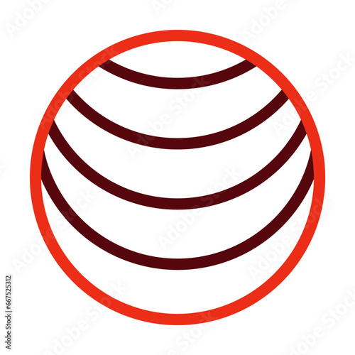 Fitball Thick Line Two Colors Icon Design