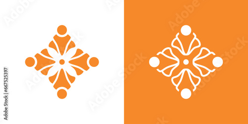 teamwork logo design with people icons and in an abstract style.