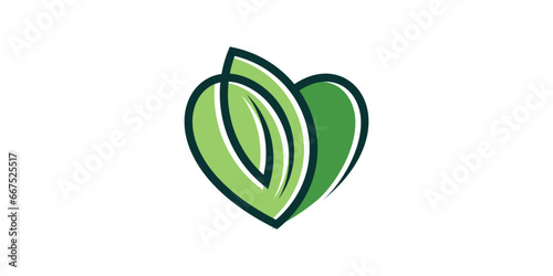 logo design combining a heart or love shape with leaves.