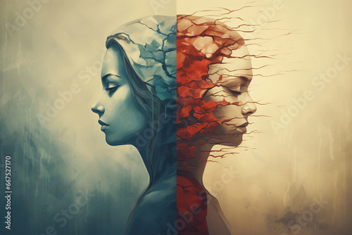 Split personality, schizophrenia art concept photo