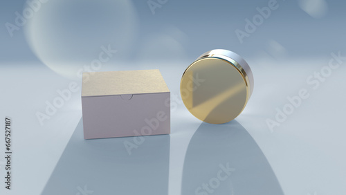 A cosmetics mock-up file through 3D rendering, simple yet tasteful and harmonious background for the product mock-up.