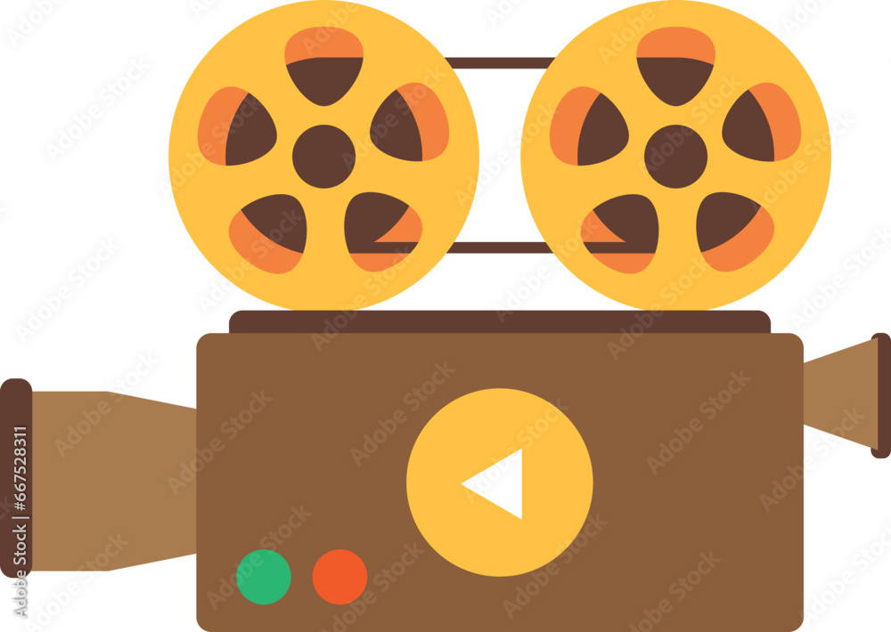 Movie camera and film reel in retro style, film camera logo design and symbol