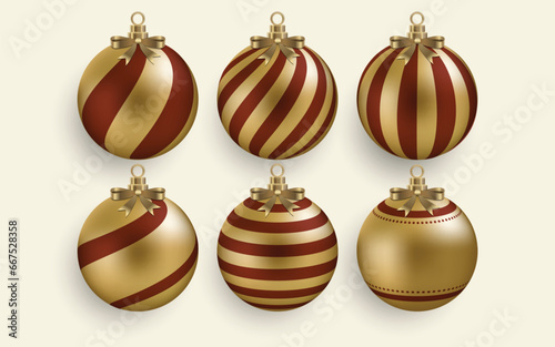 Set of realistic christmas ornament balls vector