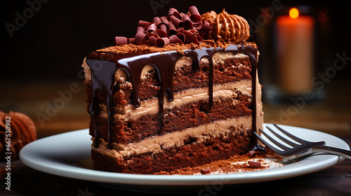 Chocolate Cake Slice Focus on the Layers