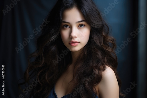 Stunning young woman with flowing dark hair