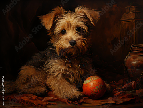Puppy Gnawing on a Chew Toy photo