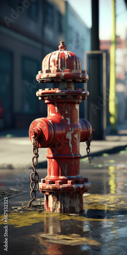 A red fire hydrant sitting on the side of a street. Suitable for urban and safety-themed projects.